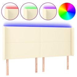 vidaXL LED Kopfteil Creme 203x16x118/128 cm Kunstleder