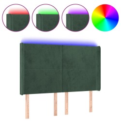 vidaXL LED Kopfteil Dunkelgrün 147x16x118/128 cm Samt