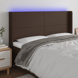 vidaXL LED Kopfteil Braun 183x16x118/128 cm Kunstleder
