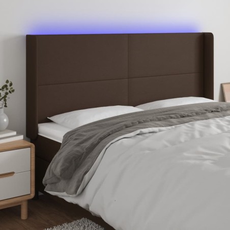 vidaXL LED Kopfteil Braun 183x16x118/128 cm Kunstleder
