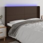 vidaXL LED Kopfteil Braun 183x16x118/128 cm Kunstleder