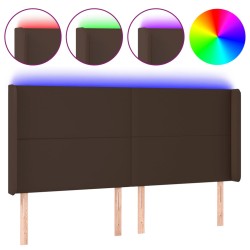 vidaXL LED Kopfteil Braun 183x16x118/128 cm Kunstleder