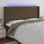 vidaXL LED Kopfteil Dunkelbraun 203x16x118/128 cm Stoff vidaXL LED Kopfteil Dunkelbraun 203x16x118/128 cm Stoff
