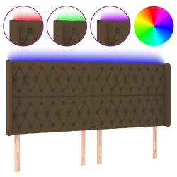 vidaXL LED Kopfteil Dunkelbraun 203x16x118/128 cm Stoff