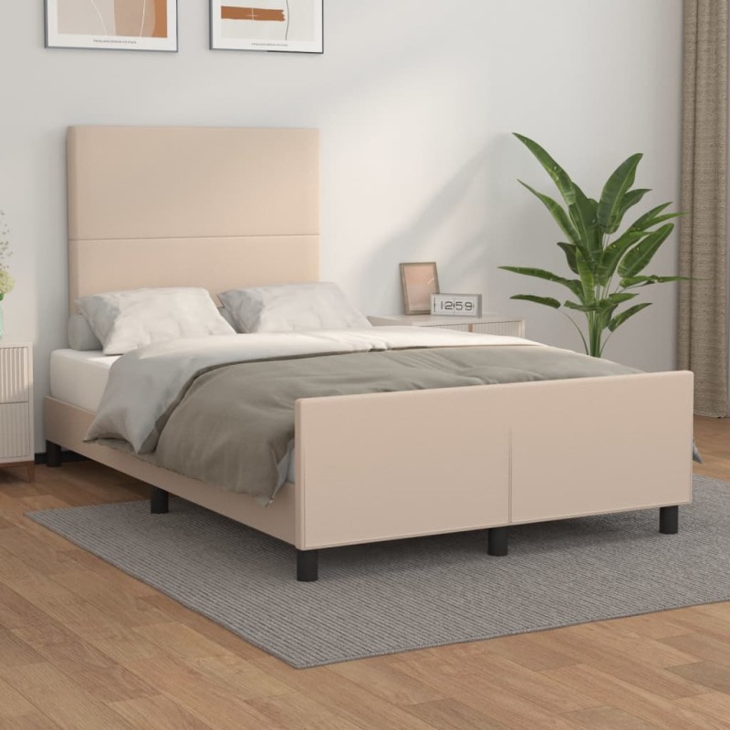 vidaXL Bettgestell mit Kopfteil Cappuccino-Braun 120x200 cm Kunstleder vidaXL Bettgestell mit Kopfteil Cappuccino-Braun 120x200 cm Kunstleder
