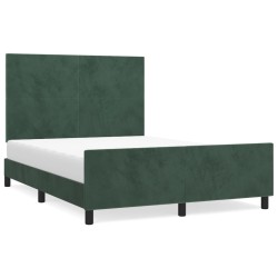 vidaXL Bettgestell mit Kopfteil Dunkelgrün 140x190 cm Samt