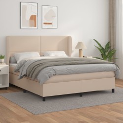 vidaXL Boxspringbett Matratze Cappuccino-Braun 160x200 cm Kunstleder