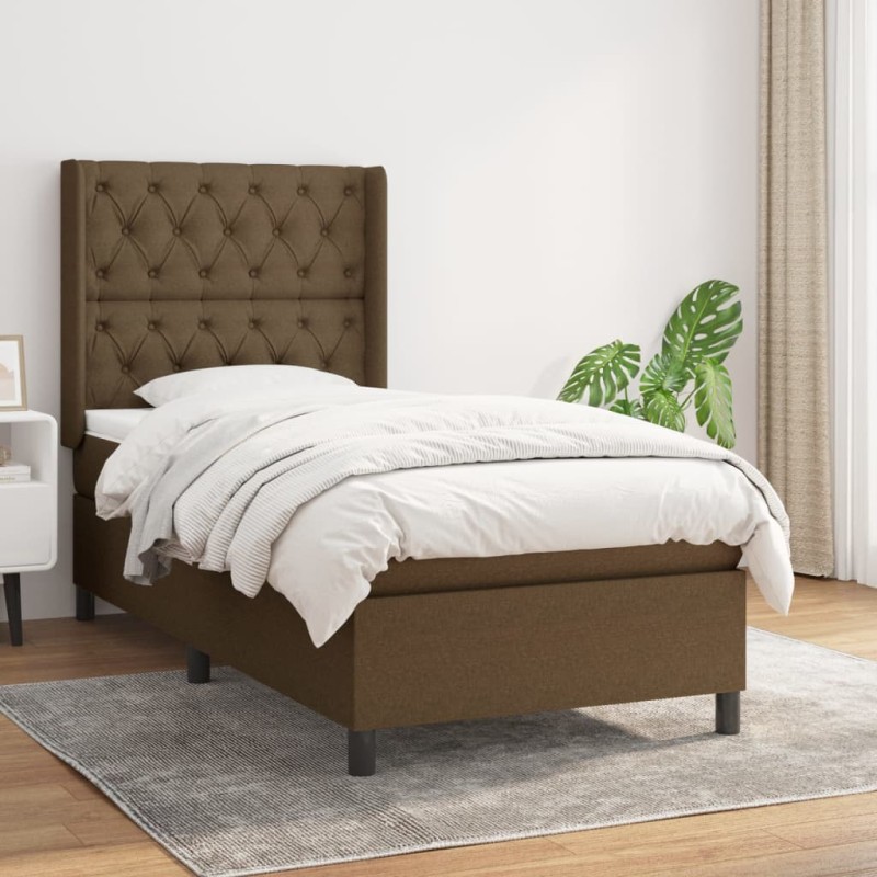 vidaXL Boxspringbett mit Matratze Dunkelbraun 80x200 cm Stoff vidaXL Boxspringbett mit Matratze Dunkelbraun 80x200 cm Stoff