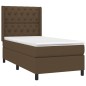 vidaXL Boxspringbett mit Matratze Dunkelbraun 80x200 cm Stoff vidaXL Boxspringbett mit Matratze Dunkelbraun 80x200 cm Stoff