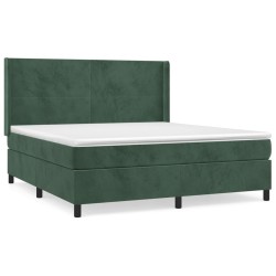 vidaXL Boxspringbett mit Matratze Dunkelgrün 160x200 cm Samt