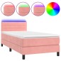 vidaXL Boxspringbett mit Matratze & LED Rosa 90x190 cm Samt vidaXL Boxspringbett mit Matratze & LED Rosa 90x190 cm Samt