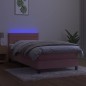 vidaXL Boxspringbett mit Matratze & LED Rosa 90x190 cm Samt vidaXL Boxspringbett mit Matratze & LED Rosa 90x190 cm Samt