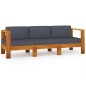 3-Sitzer-Gartensofa mit Dunkelgrauen Auflagen Massivholz Akazie 3-Sitzer-Gartensofa mit Dunkelgrauen Auflagen Massivholz Akazie