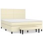 vidaXL Boxspringbett mit Matratze Creme 180x200 cm Kunstleder vidaXL Boxspringbett mit Matratze Creme 180x200 cm Kunstleder
