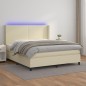 vidaXL Boxspringbett mit Matratze & LED Creme 180x200 cm Kunstleder vidaXL Boxspringbett mit Matratze & LED Creme 180x200 cm Kunstleder