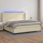 vidaXL Boxspringbett mit Matratze & LED Creme 200x200 cm Kunstleder vidaXL Boxspringbett mit Matratze & LED Creme 200x200 cm Kunstleder