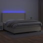 vidaXL Boxspringbett mit Matratze & LED Creme 200x200 cm Kunstleder vidaXL Boxspringbett mit Matratze & LED Creme 200x200 cm Kunstleder