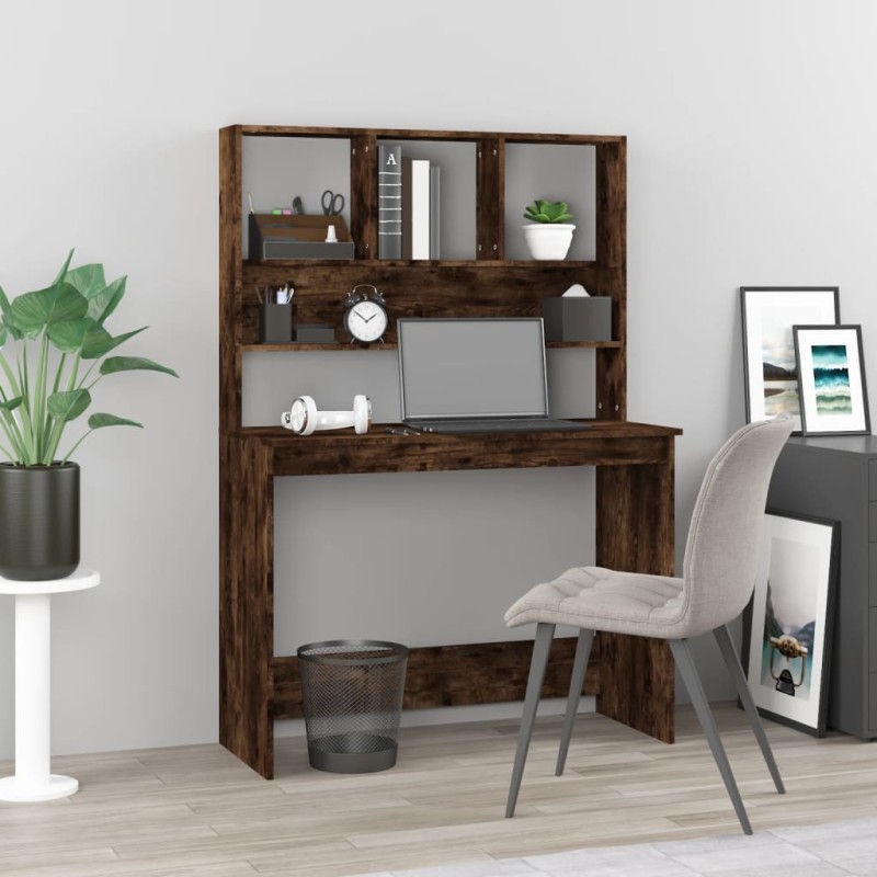 vidaXL Schreibtisch mit Regal Räuchereiche 102x45x148 cm Holzwerkstoff vidaXL Schreibtisch mit Regal Räuchereiche 102x45x148 cm Holzwerkstoff