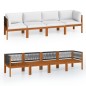vidaXL 4-Sitzer-Gartensofa mit Kissen Massivholz Akazie