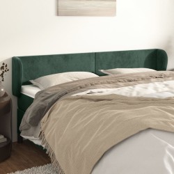 vidaXL Kopfteil mit Ohren Dunkelgrün 163x23x78/88 cm Samt