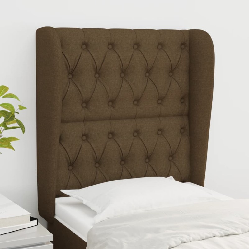 vidaXL Kopfteil mit Ohren Dunkelbraun 83x23x118/128 cm Stoff vidaXL Kopfteil mit Ohren Dunkelbraun 83x23x118/128 cm Stoff