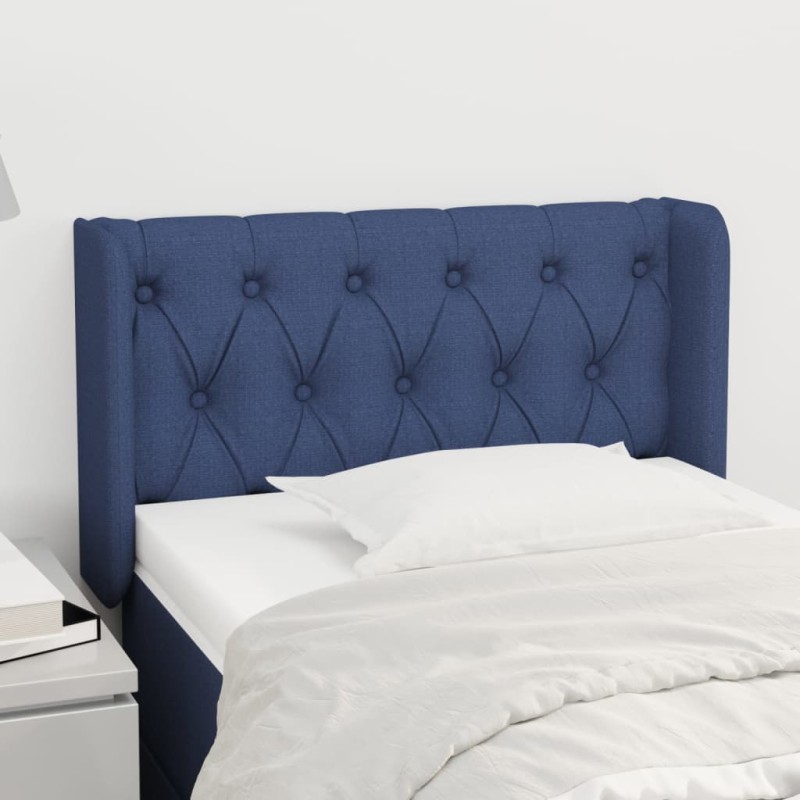 vidaXL Kopfteil mit Ohren Blau 83x16x78/88 cm Stoff vidaXL Kopfteil mit Ohren Blau 83x16x78/88 cm Stoff