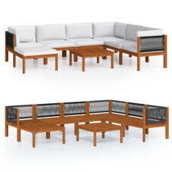 8-tlg. Garten-Lounge-Set mit Kissen Cremeweiß Massivholz Akazie