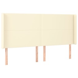 vidaXL Kopfteil mit Ohren Creme 183x16x118/128 cm Kunstleder