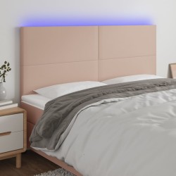 vidaXL LED Kopfteil Cappuccino-Braun 200x5x118/128cm Kunstleder