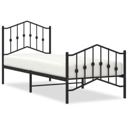 vidaXL Bettgestell mit Kopf- und Fußteil Metall Schwarz 90x190 cm