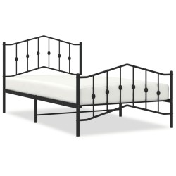 vidaXL Bettgestell mit Kopf- und Fußteil Metall Schwarz 100x200 cm