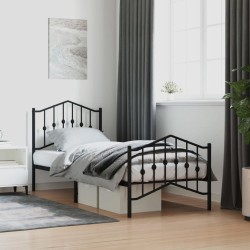 vidaXL Bettgestell mit Kopf- und Fußteil Metall Schwarz 90x200 cm