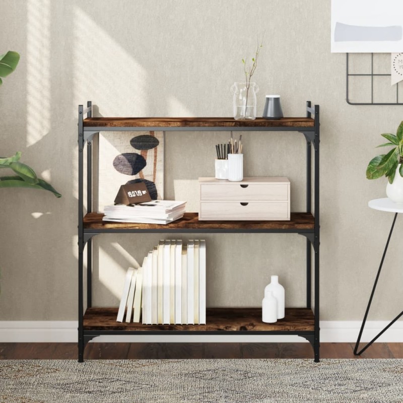 vidaXL Bücherregal 3 Böden Räuchereiche 80x30x86 cm Holzwerkstoff vidaXL Bücherregal 3 Böden Räuchereiche 80x30x86 cm Holzwerkstoff