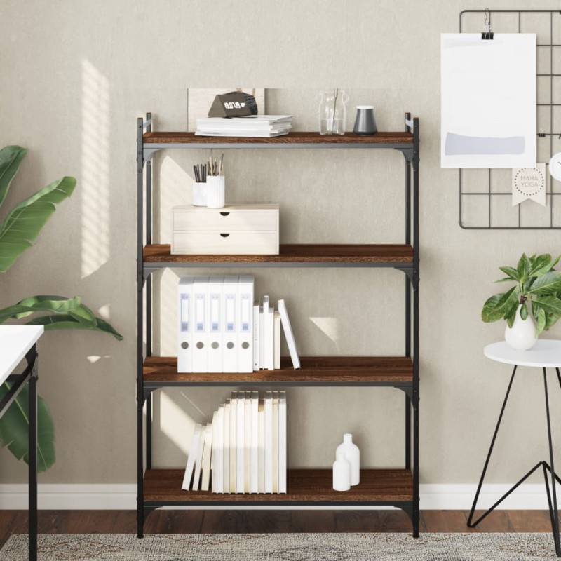 vidaXL Bücherregal 4 Böden Braun Eiche-Optik 80x30x120cm Holzwerkstoff vidaXL Bücherregal 4 Böden Braun Eiche-Optik 80x30x120cm Holzwerkstoff