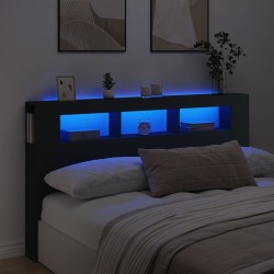 vidaXL LED-Kopfteil Schwarz 180x18,5x103,5 cm Holzwerkstoff