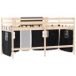 vidaXL Kinderhochbett mit Vorhängen Weiß und Schwarz Massivholz Kiefer vidaXL Kinderhochbett mit Vorhängen Weiß und Schwarz Massivholz Kiefer