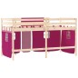 vidaXL Kinderhochbett mit Vorhängen Rosa 80x200 cm Massivholz Kiefer vidaXL Kinderhochbett mit Vorhängen Rosa 80x200 cm Massivholz Kiefer