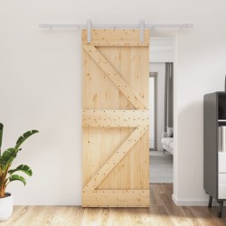 vidaXL Schiebetür mit Beschlag 80x210 cm Massivholz Kiefer