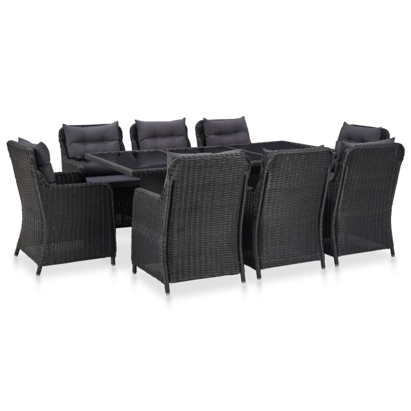 vidaXL 9-tlg. Garten-Essgruppe Poly Rattan Schwarz vidaXL 9-tlg. Garten-Essgruppe Poly Rattan Schwarz