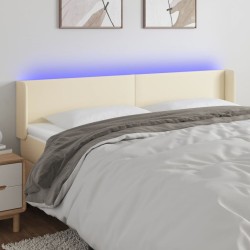 vidaXL LED Kopfteil Creme 203x16x78/88 cm Kunstleder