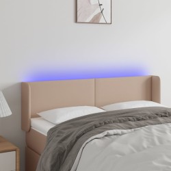 vidaXL LED Kopfteil Cappuccino-Braun 147x16x78/88 cm Kunstleder