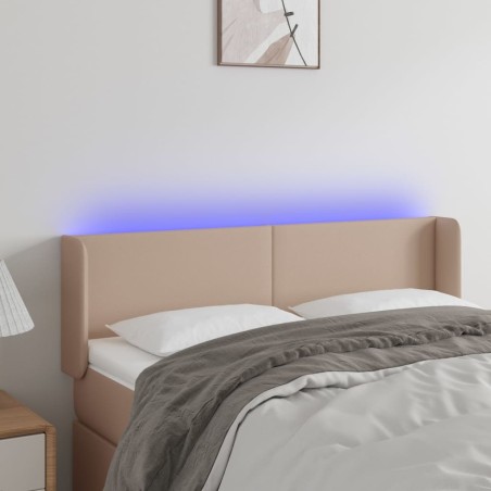 vidaXL LED Kopfteil Cappuccino-Braun 147x16x78/88 cm Kunstleder