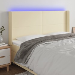 vidaXL LED Kopfteil Creme 183x16x118/128 cm Kunstleder