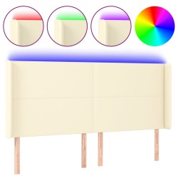 vidaXL LED Kopfteil Creme 183x16x118/128 cm Kunstleder