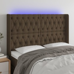 vidaXL LED Kopfteil Dunkelbraun 163x16x118/128 cm Stoff