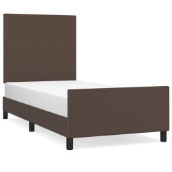 vidaXL Bettgestell mit Kopfteil Braun 90x200 cm Kunstleder