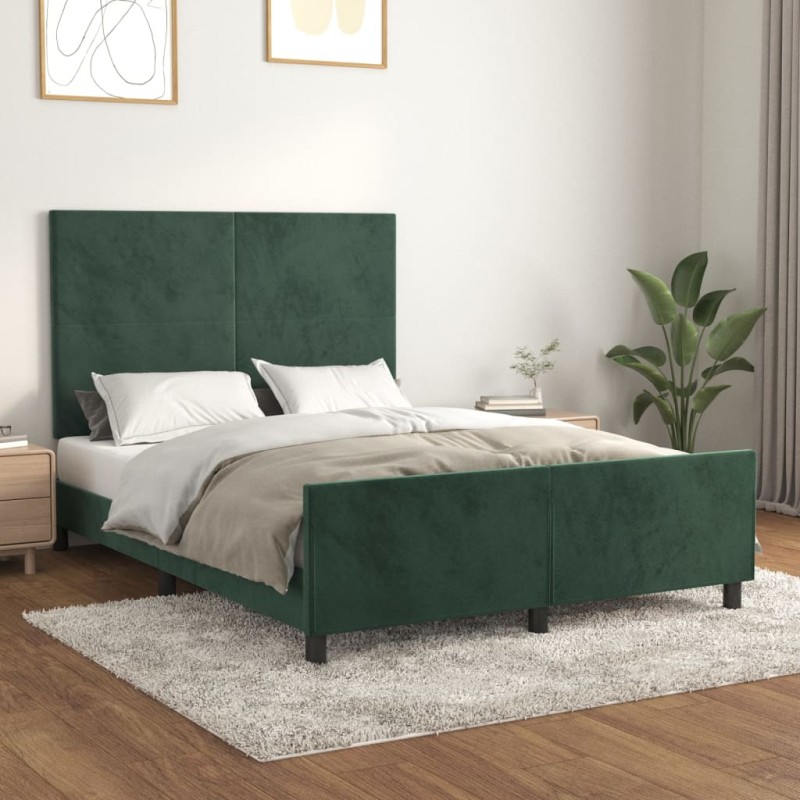 vidaXL Bettgestell mit Kopfteil Dunkelgrün 140x200 cm Samt vidaXL Bettgestell mit Kopfteil Dunkelgrün 140x200 cm Samt