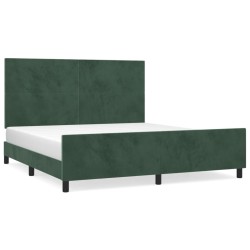 vidaXL Bettgestell mit Kopfteil Dunkelgrün 160x200 cm Samt