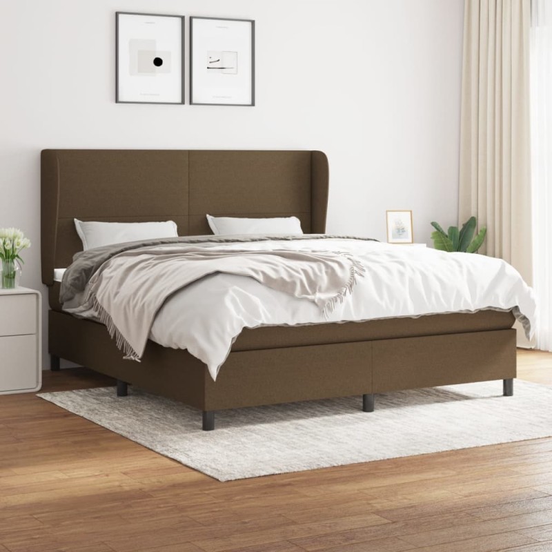 vidaXL Boxspringbett mit Matratze Dunkelbraun 160x200 cm Stoff vidaXL Boxspringbett mit Matratze Dunkelbraun 160x200 cm Stoff
