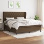 vidaXL Boxspringbett mit Matratze Dunkelbraun 160x200 cm Stoff vidaXL Boxspringbett mit Matratze Dunkelbraun 160x200 cm Stoff